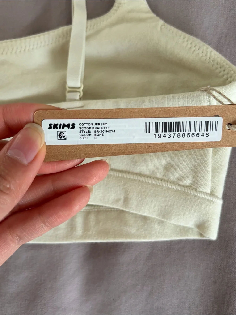 New with tags Skims Cotton jersey scoop bralette - Picture 3 of 3
